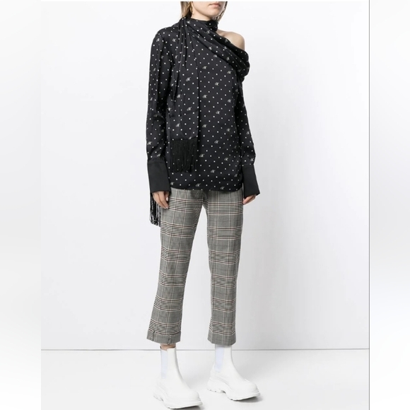 MONSE Long Sleeve Tie Neck Fringe - Picture 5 of 17